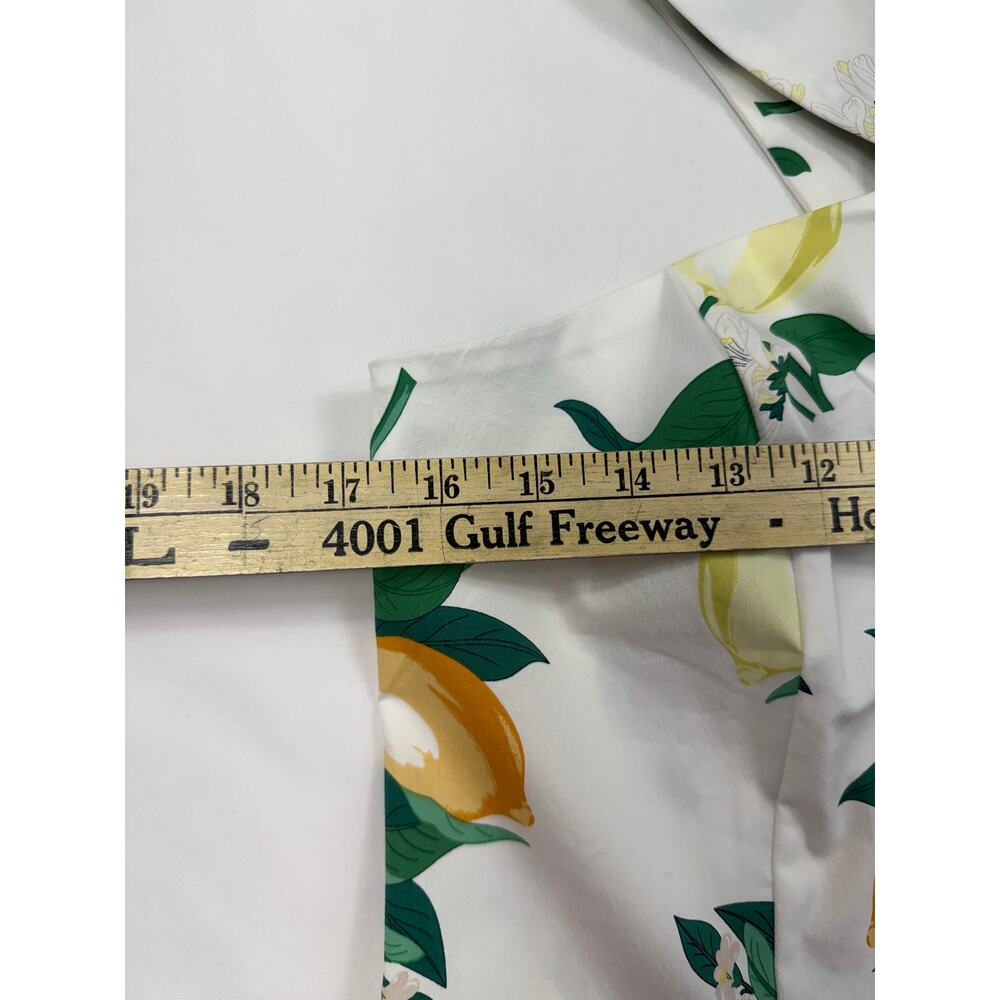 Ann Taylor Top Blouse One Shoulder halter strap White Lemon Print 6 zipper - Picture 9 of 10